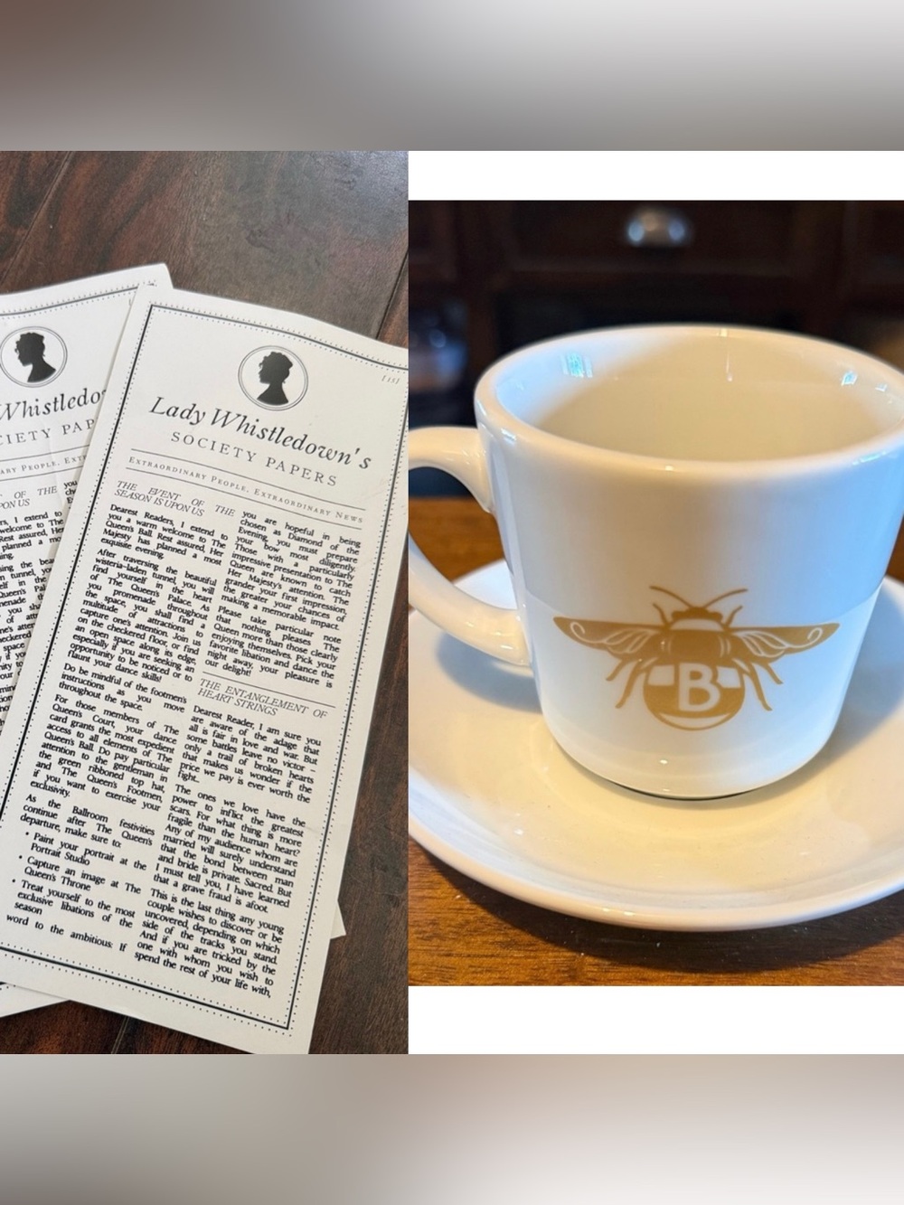 Bridgerton teacup snd saucer from Netflix Experience Queen’s Ball plus bonus